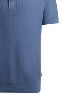 Boss H-daremo Knitted Polo Shirt Open Blue Boss Black
