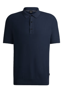 Boss H-daremo Knitted Polo Shirt Dark Blue Boss Black