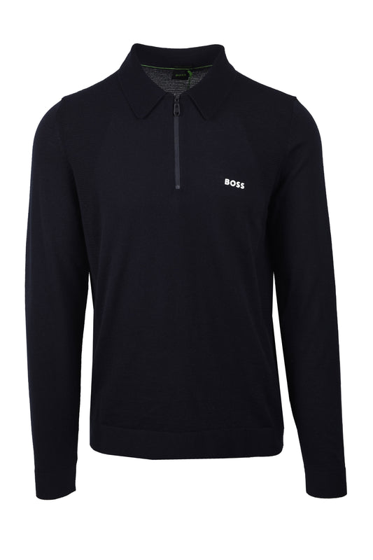 Polo à manches longues Boss Momentum_lite_pl24 bleu foncé