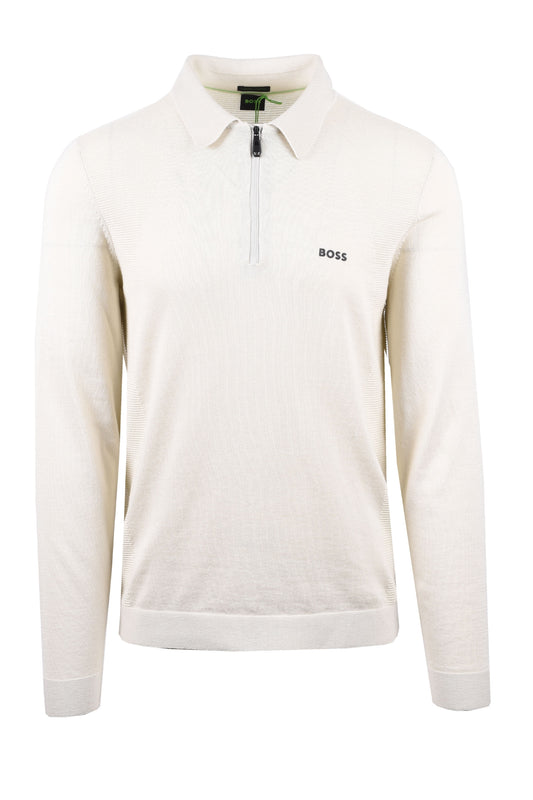 Polo à manches longues Boss Momentum_lite_pl24 beige clair