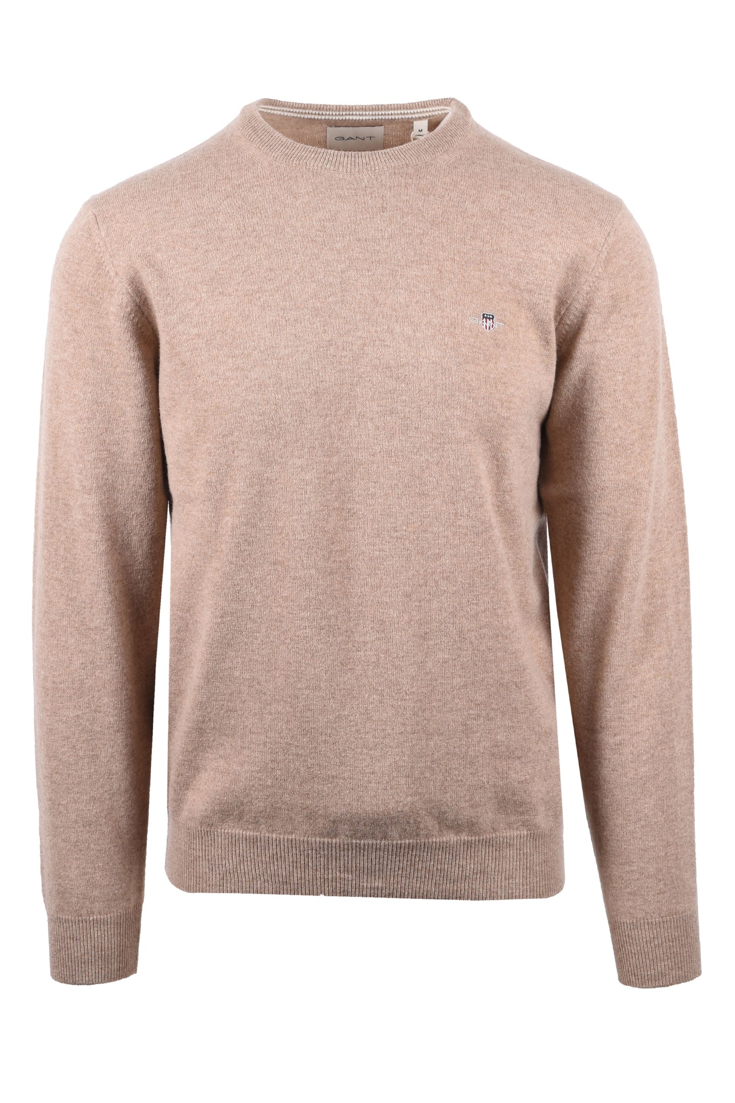 Gant Superfine Lambswool Crew Neck Knitwear Dark Sand Melange