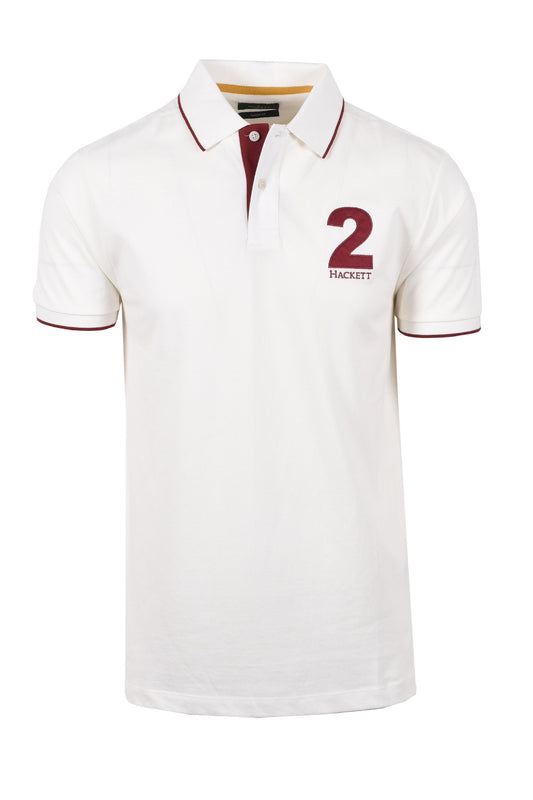 Hackett Heritage Number Polo Winter White