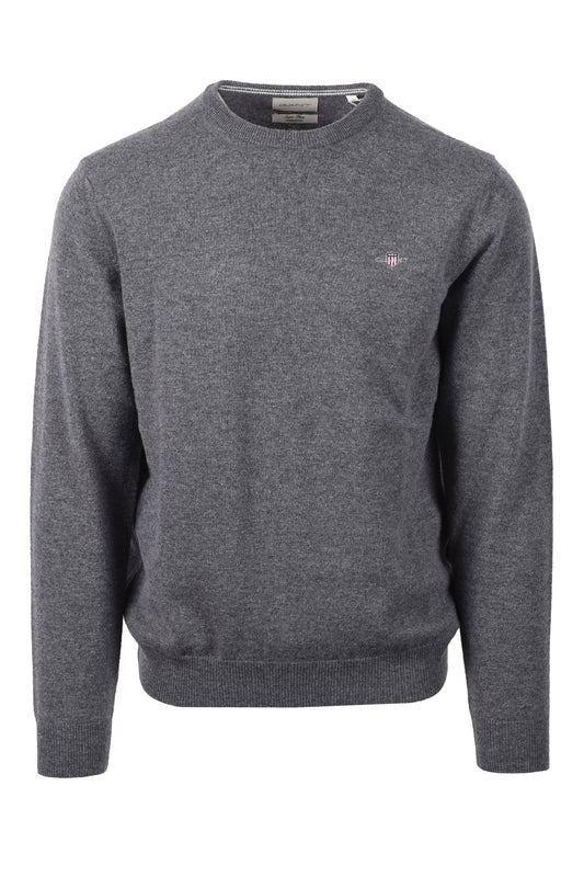 Maglieria girocollo in lana d'agnello superfine Gant Charcoal Melange