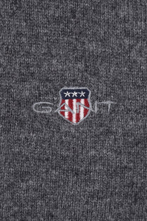 Gant Superfine Lambswool Crew Neck Knitwear Charcoal Melange Gant