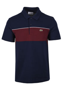 Lacoste Colour Block Short Sleeve Polo Shirt Navy/Bordeaux Lacoste