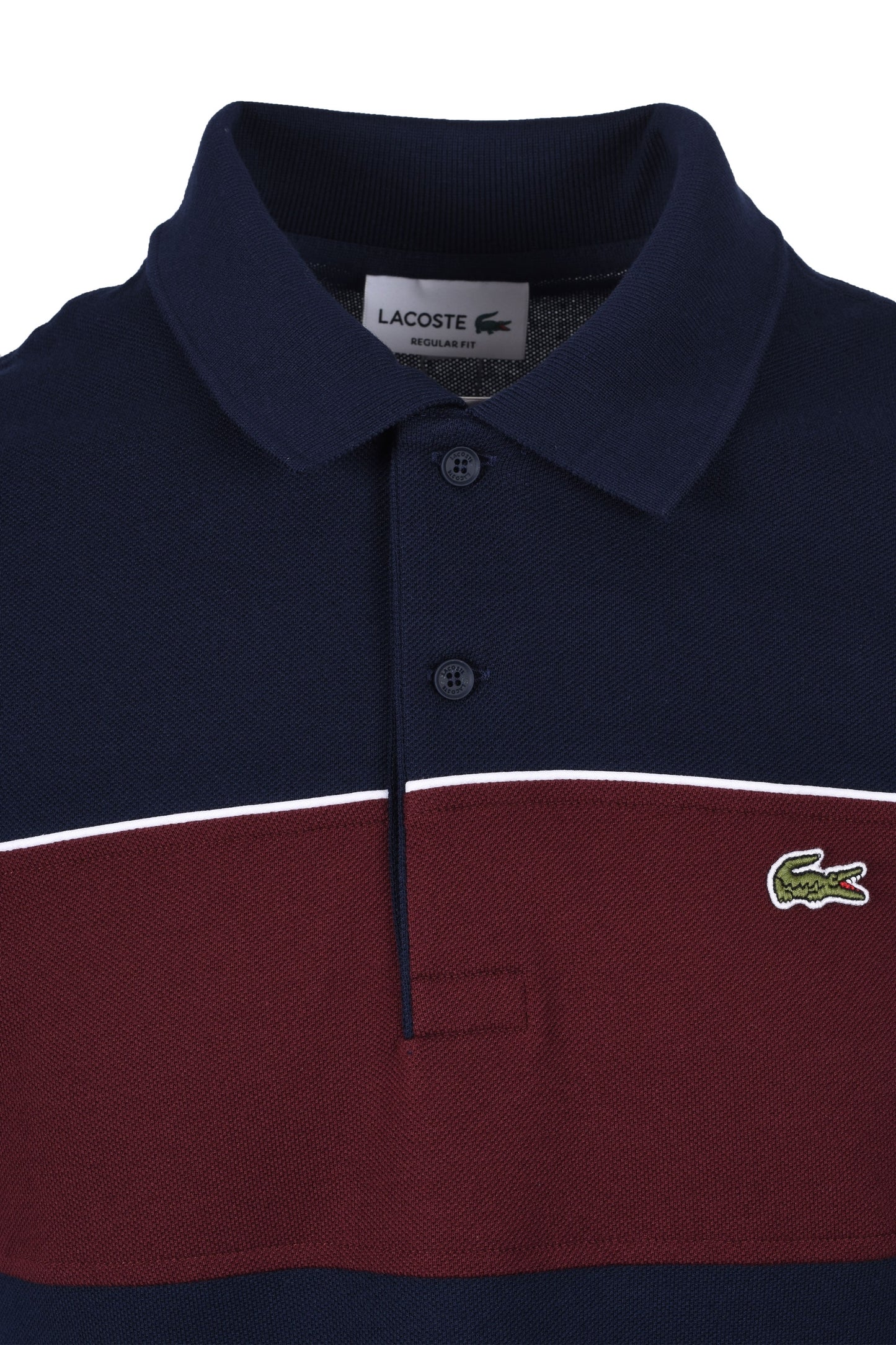 Lacoste Colour Block Short Sleeve Polo Shirt Navy/Bordeaux