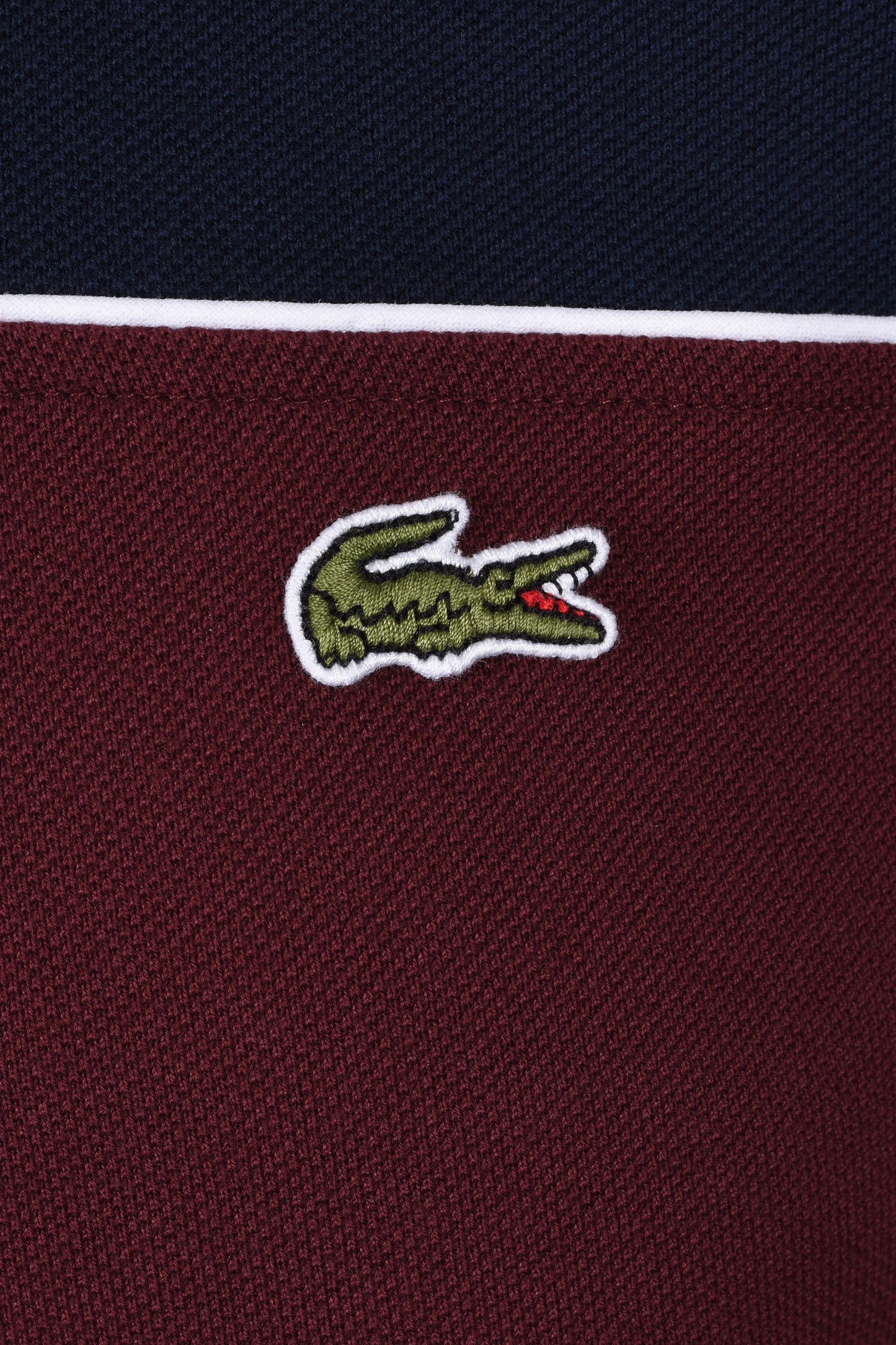 Lacoste Colour Block Short Sleeve Polo Shirt Navy/Bordeaux