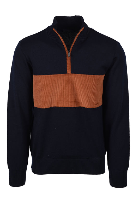 Pull demi-zip Paul And Shark bleu marine/rouille