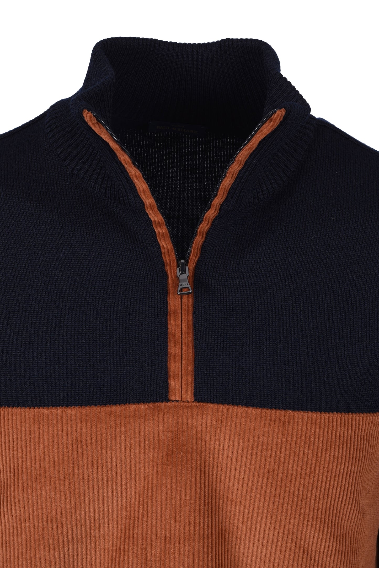 Pull demi-zip Paul And Shark bleu marine/rouille