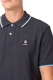 Sandbanks Badged Logo Polo Tipped Anthracite Sandbanks