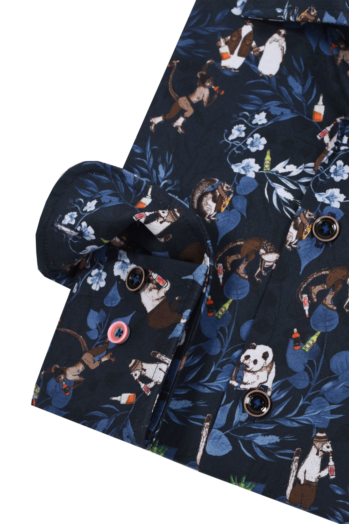 Camicia a maniche lunghe con stampa animalier R2 blu navy