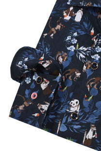 R2 Animal Print Long Sleeved Shirt Navy R2
