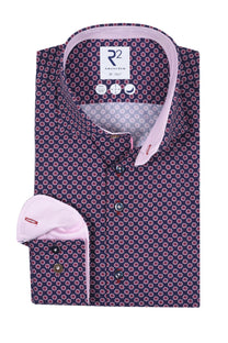 R2 Floral Print Shirt Navy And Pink R2
