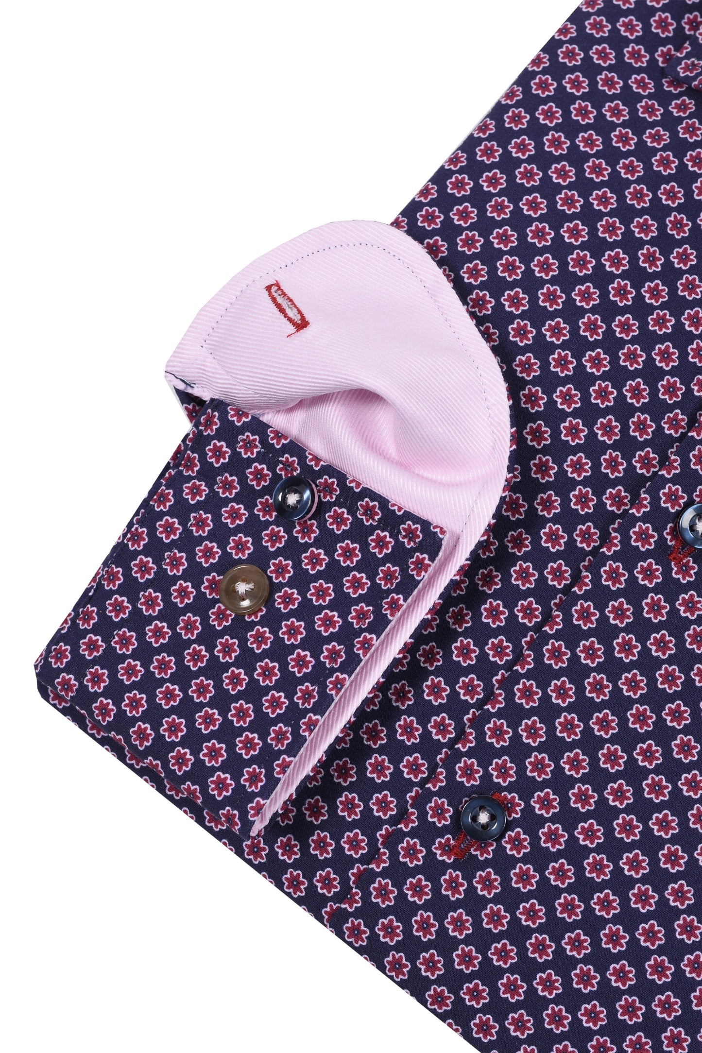 Camicia stampata floreale R2 blu navy e rosa