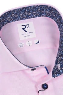 R2 Non Iron Long Sleeved Shirt Pink Floral Trim R2