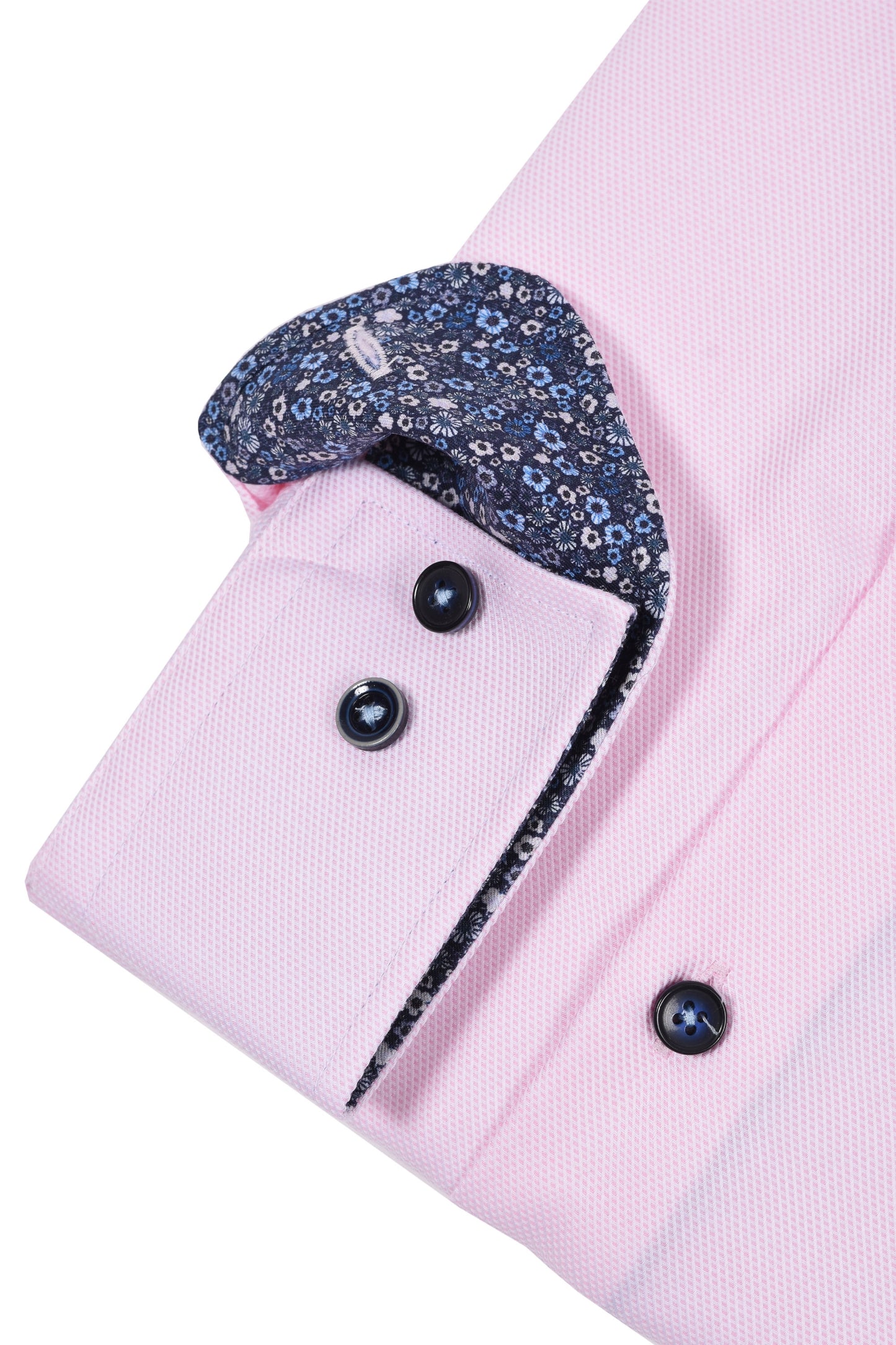 Chemise à manches longues sans repassage R2 avec bordure florale rose 
