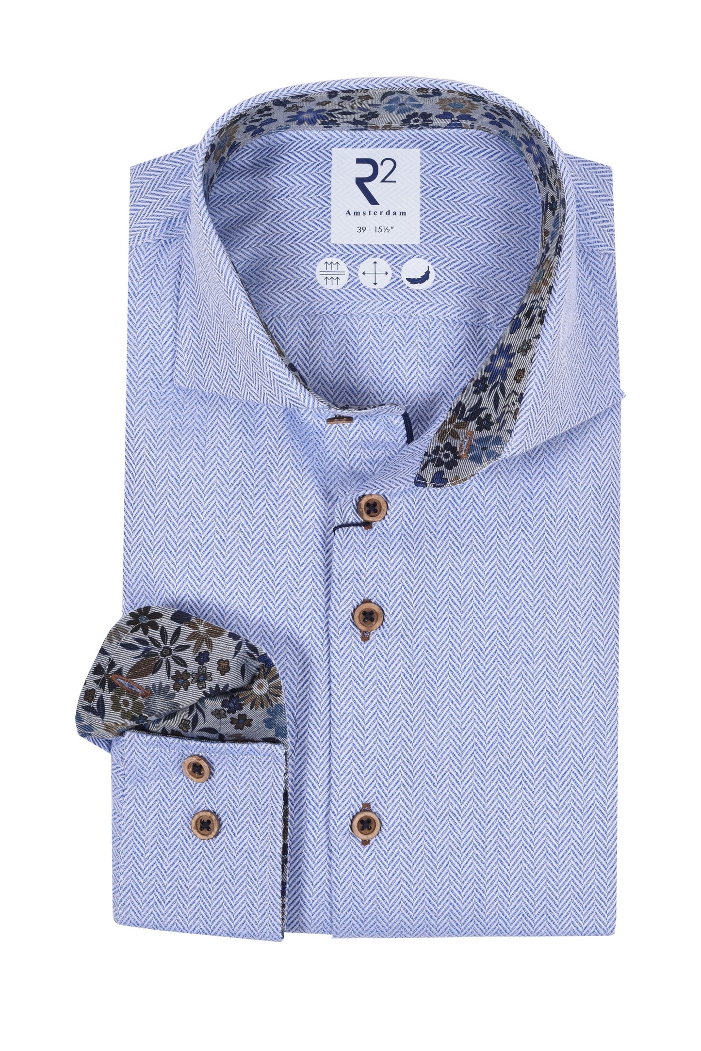 Camicia a spina di pesce R2 blu
