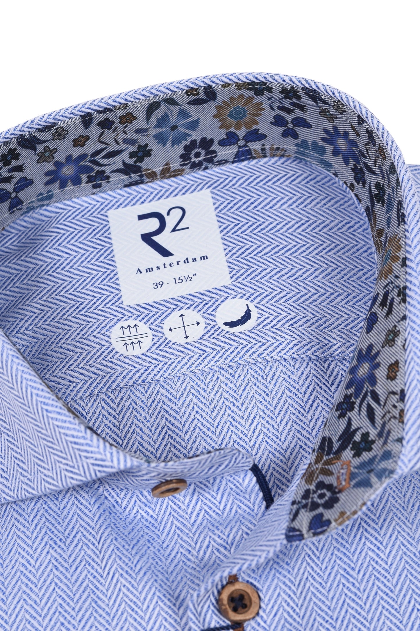 Camicia a spina di pesce R2 blu