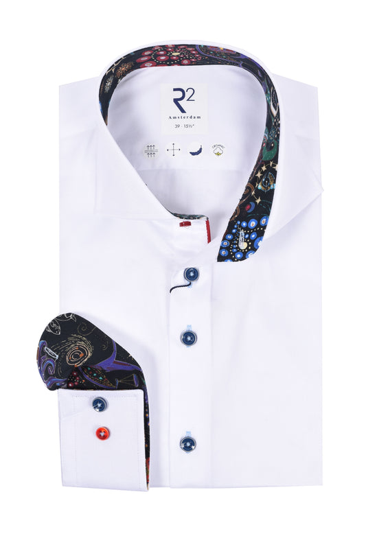 Camicia R2 Night Print Trim Bianco