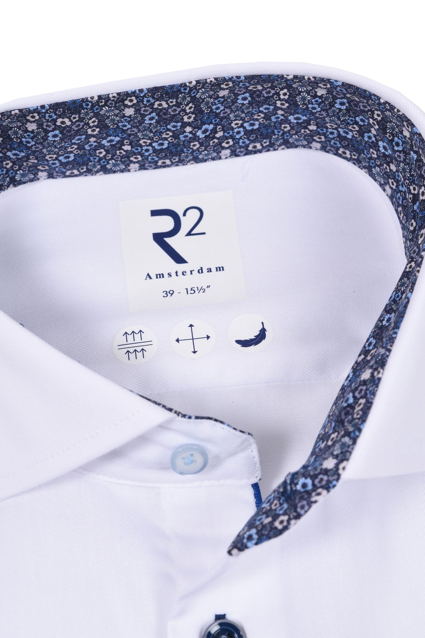 Camicia a maniche lunghe R2 con stampa Liberty bianca