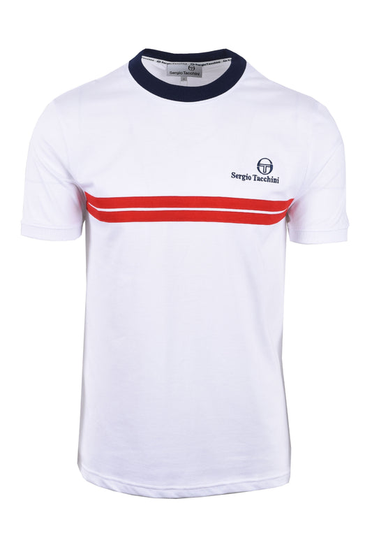 T-shirt Sergio Tacchini New Supermac Blanc/Bleu maritime/Puissance d'adrénaline