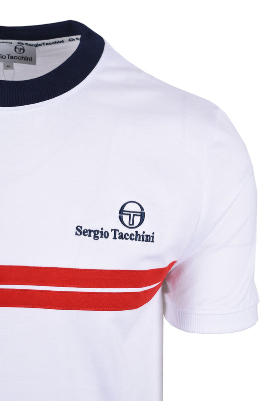 Sergio Tacchini Nuova T-shirt Supermac Bianco/Blu marittimo/Adrenaline Rush