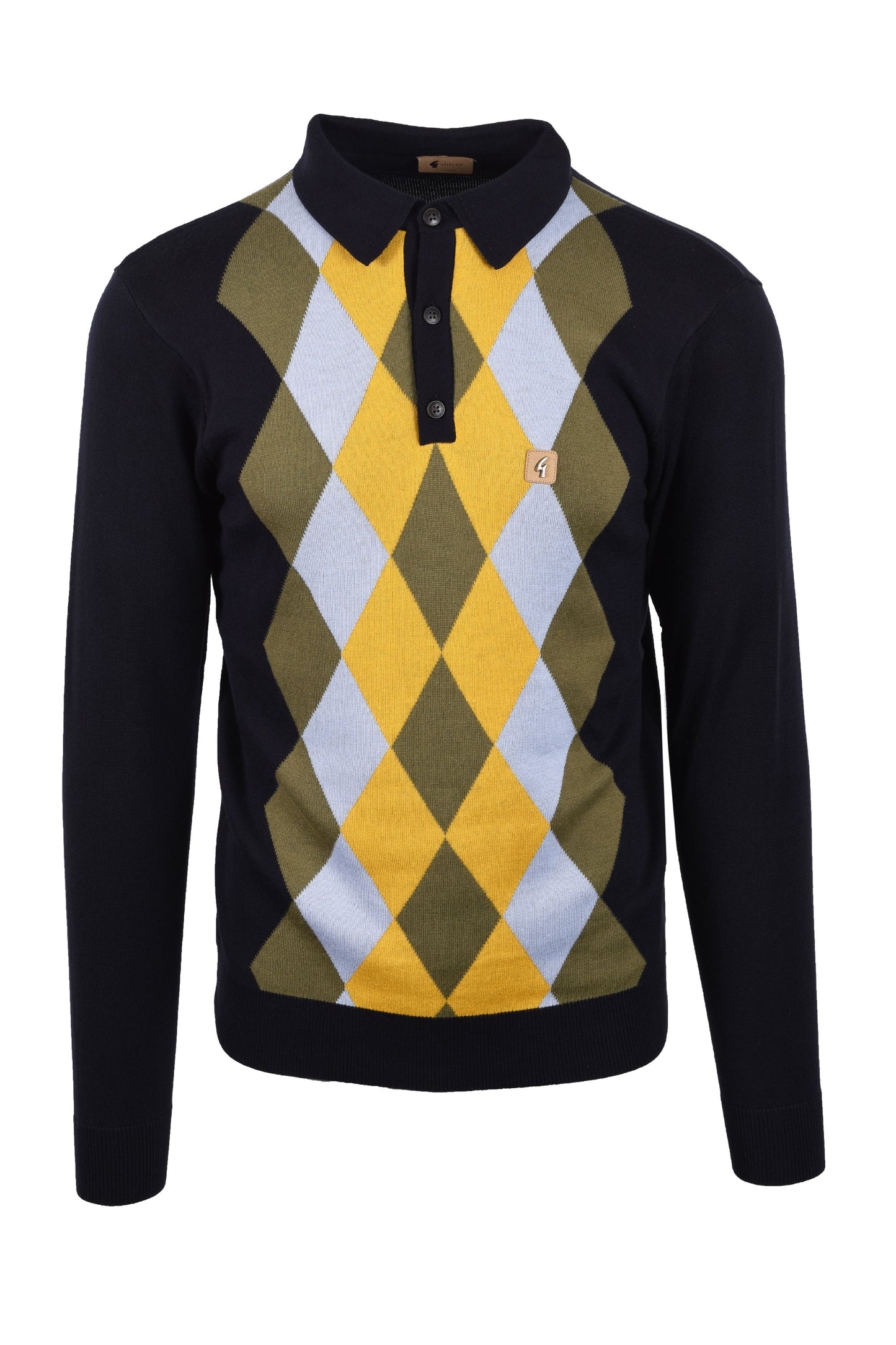Polo tricoté à manches longues vintage Pablo Argyle de Gabicci, bleu marine