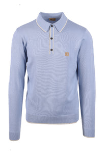 Gabicci Vintage Lineker Long Sleeved Knitted Polo Dusk Gabicci Vintage
