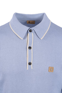 Gabicci Vintage Lineker Long Sleeved Knitted Polo Dusk Gabicci Vintage