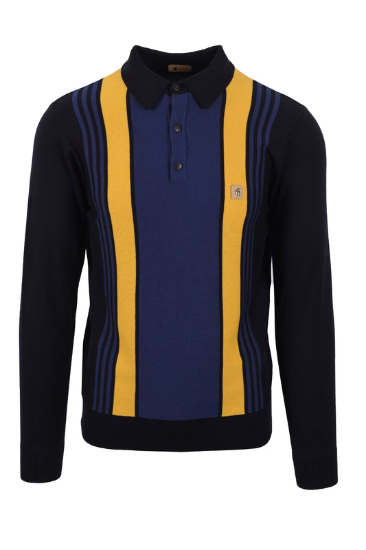 Polo tricoté à manches longues Gabicci Vintage Searle bleu marine