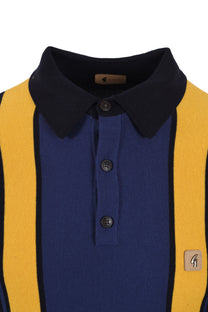 Gabicci Vintage Searle Long Sleeved Knitted Polo Navy Gabicci Vintage