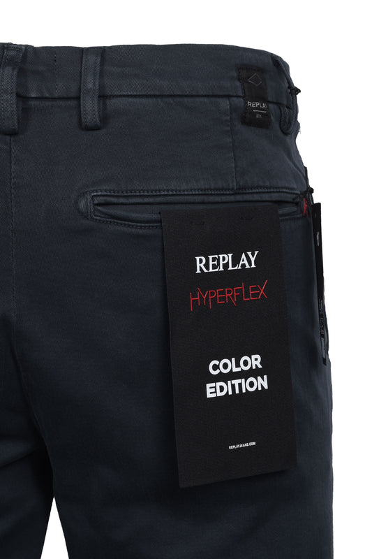 Pantaloni in cotone Benni Replay blu petrolio