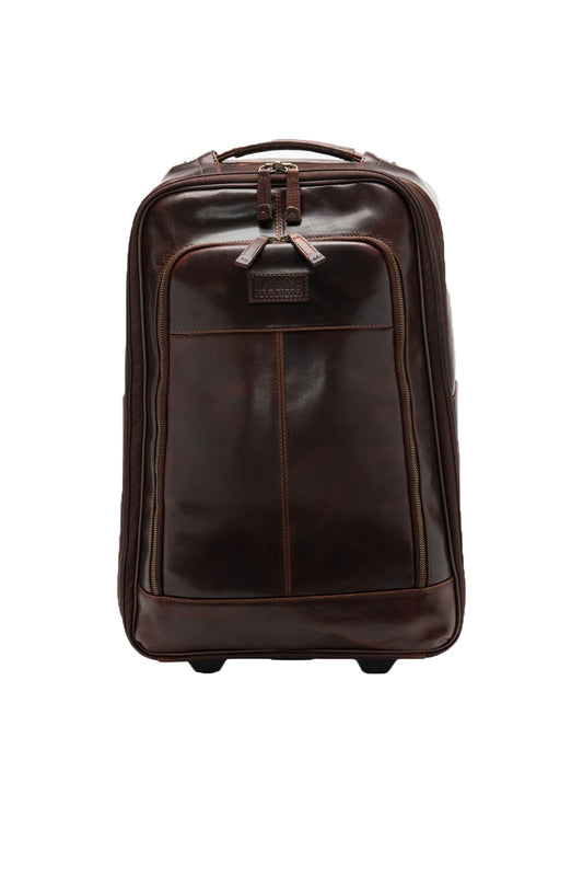 Loake Paris Brown Leather Wheeled Suitcase Brown Leather Loake Michael Stewart Menswear  Bags