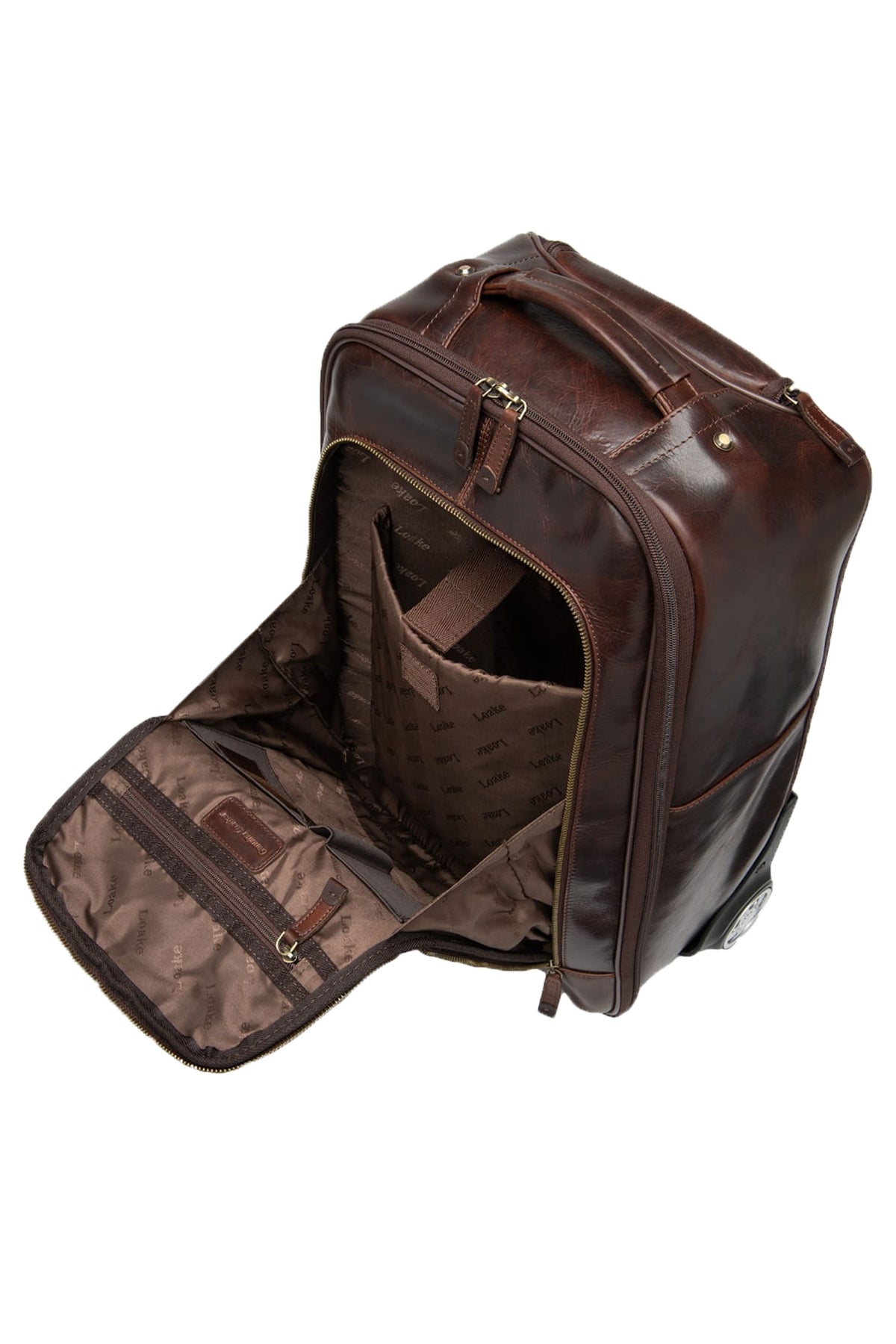 Loake Paris Brown Leather Wheeled Suitcase Brown Leather Loake Michael Stewart Menswear  Bags