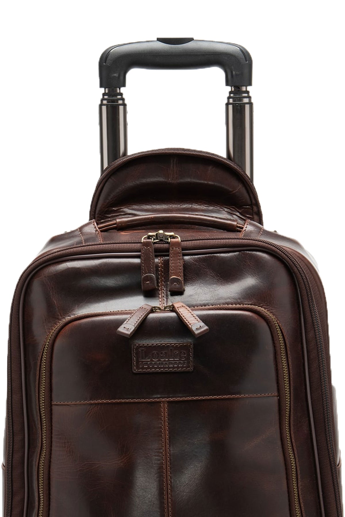 Loake Paris Brown Leather Wheeled Suitcase Brown Leather Loake Michael Stewart Menswear  Bags