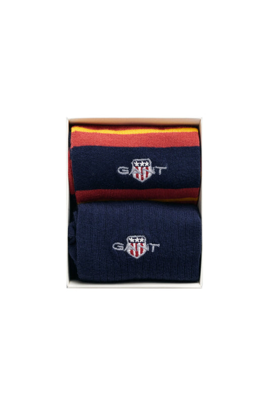 Calzini a righe Gant Shield Rugger, confezione da 2, rosso ferro