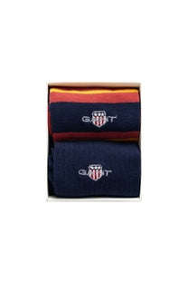 Gant Shield Rugger Stripe Socks 2 Pack Iron Red Gant