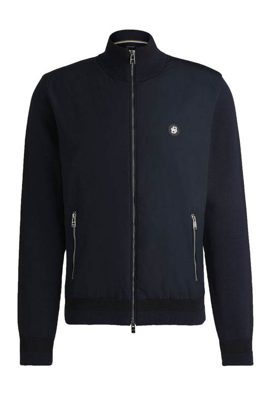 Boss C-Darmando Giacca con cerniera in materiali misti blu scuro