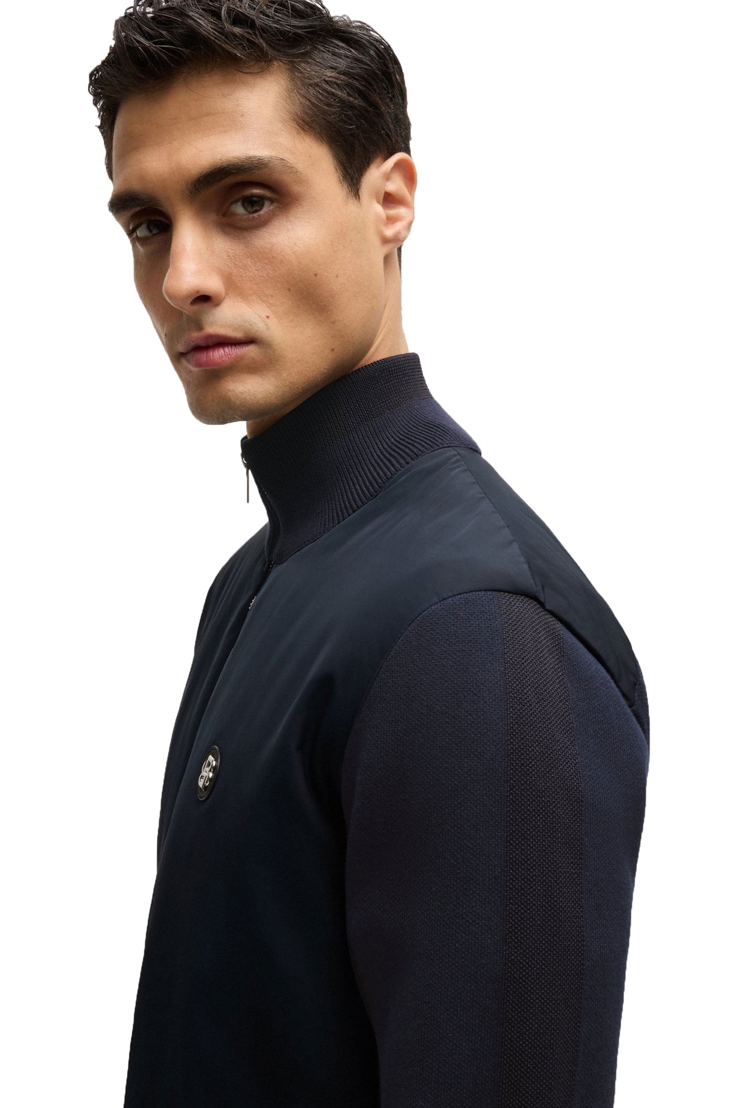 Boss C-Darmando Giacca con cerniera in materiali misti blu scuro
