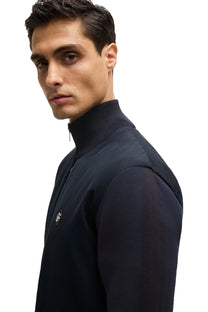 Boss C-Darmando Mixed-material Zip-up Jacket Dark Blue Boss Black