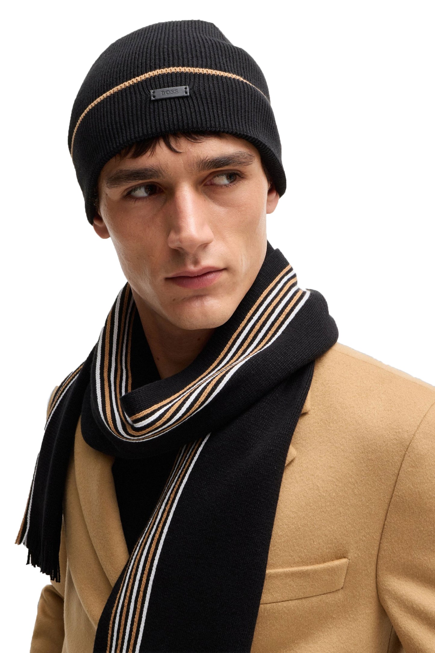 Boss Enzo_set sciarpa e cappello nero