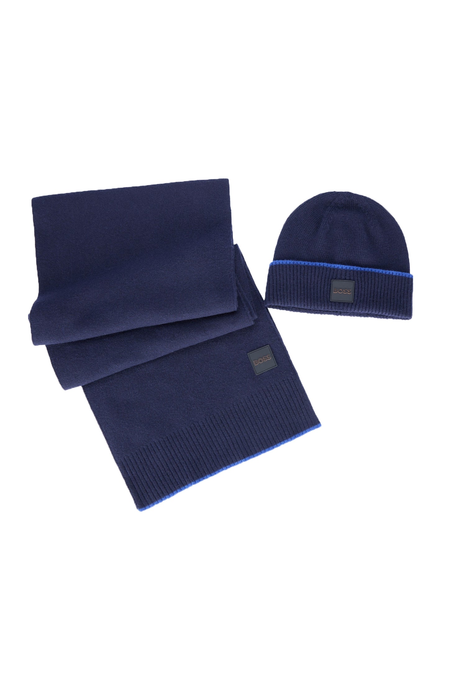 Boss Armato_sciarpa e cappello set blu scuro