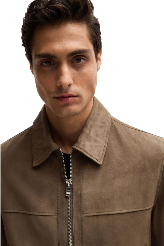 Boss H-malbano5 Suede Jacket Open Green