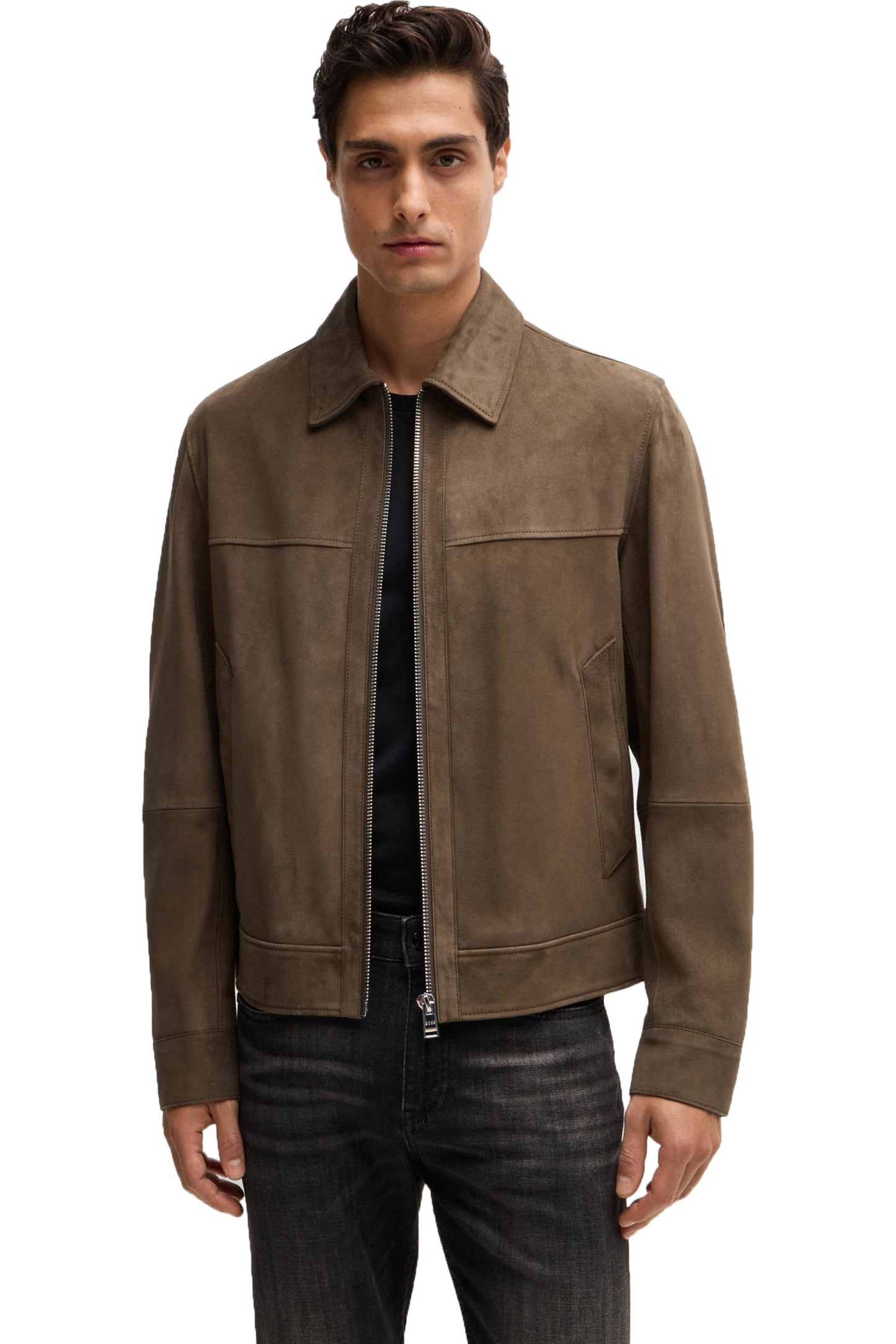 Boss H-malbano5 Suede Jacket Open Green