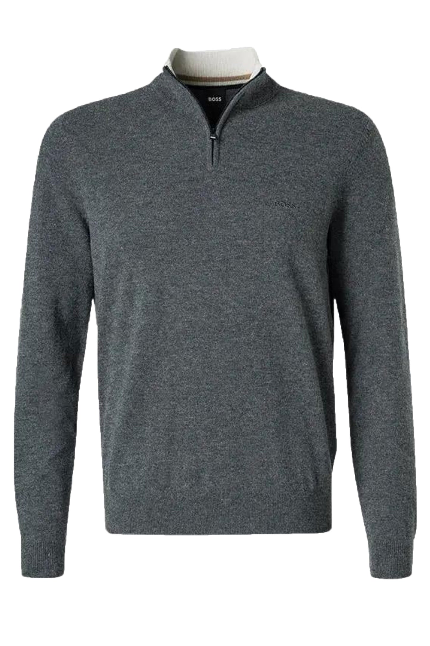 Boss Emarlo Half Zip Maglieria Grigio Medio