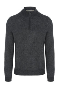 Boss H-eltorino Half Zip Knitwear Dark Grey Boss Black