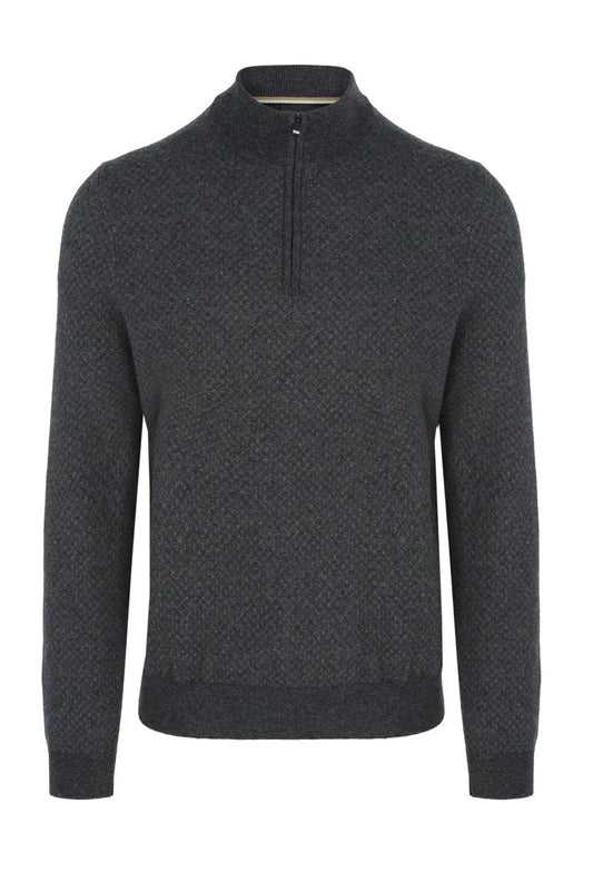 Boss H-eltorino Half Zip Maglieria Grigio Scuro