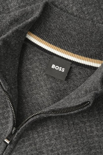 Boss H-eltorino Half Zip Knitwear Dark Grey Boss Black