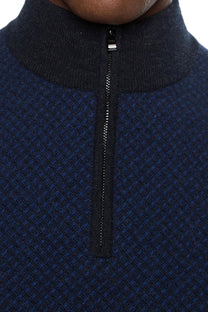Boss H-eltorino Half Zip Knitwear Dark Blue Boss Black