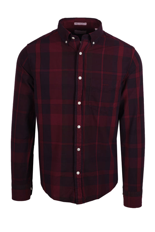 Camicia a quadri tinta in capo Gant Reg, colore vino intenso